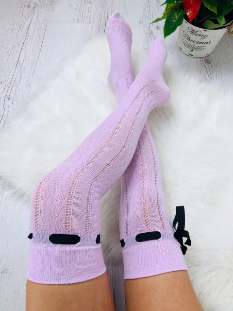 Női rózsaszín térd feletti zokni