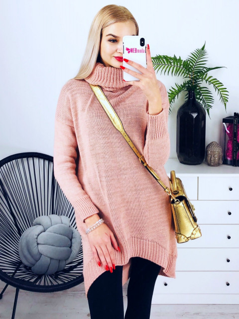 Hosszított vén rózsaszín pulóver