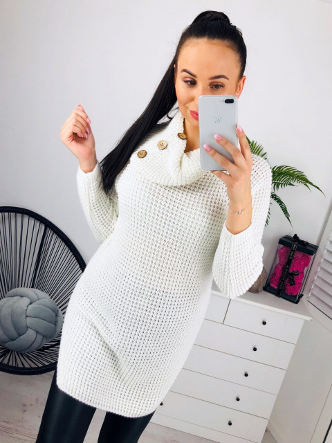 Női fehér hosszított pulóver