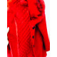 Piros gombos kabát szőrmével