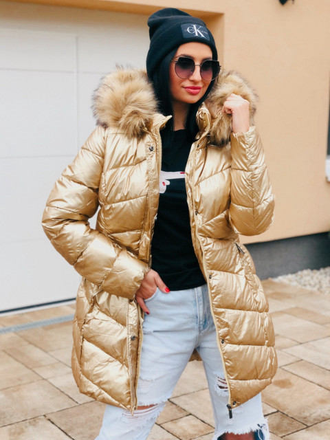 Női téli arany színü kabát 