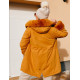 Női sárga téli bélelt kabát kapucnival