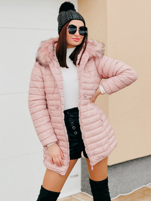 Hosszított rózsaszín kétoldalas kabát