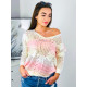 Ružový dúhový pletený sveter