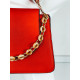 Elegáns, piros színű női táska, lánccal