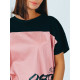 Női fekete-rózsaszín hosszabbított oversize trikó