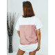 Női fehér-rózsaszín hosszabbított oversize trikó