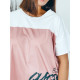 Női fehér-rózsaszín hosszabbított oversize trikó