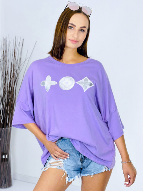 Női lilla hosszabbított oversize trikó Louisa