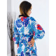Női kék virág mintás hosszú kimonó