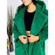 Női zöld Teddy kabát kapucnival