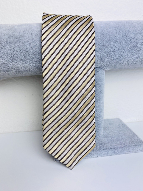 Férfi arany-bézs szatén keskeny nyakkendő