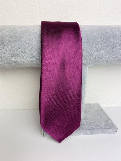 Férfi rózsaszín-lila szatén keskeny nyakkendő
