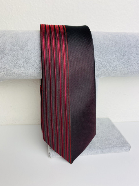 Férfi fekete-bordó keskeny nyakkendő