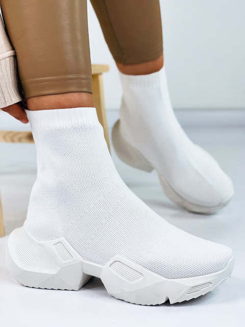 Női fehér zoknis platform cipő
