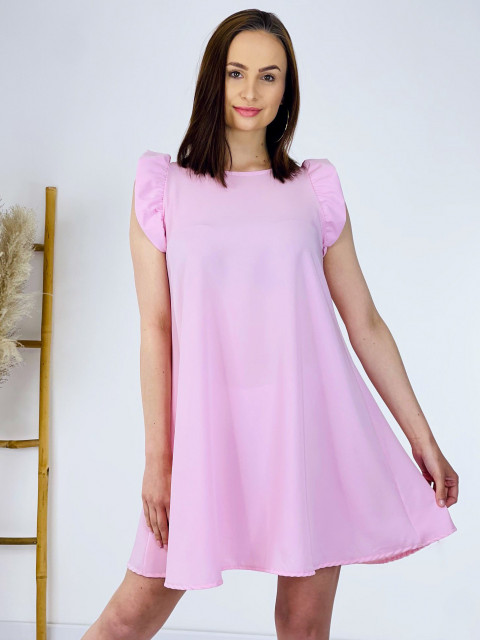 Női fodros ruha - világos rózsaszínű