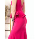 Hosszú női fodros alkalmi ruha - rózsaszínű