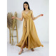 Hosszú aranyszínű szatén női ruha