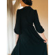 Exkluzív hosszú női ruha kötővel - fekete