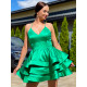 Exkluzív női A-szabású ruha megkötővel - zöld