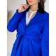 Női kabát kapucnival és övvel - kék