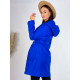 Női kabát kapucnival és övvel - kék