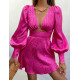 A-szabású női alkalmi ruha V-kivágással - rózsaszínű