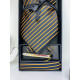 Férfi fekete 4 részes készlet: nyakkendő, zsebkendő, klip és mandzsettagombok