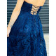 Exkluzív női kék alkalmi ruha csipkével Arabel