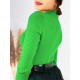 Női zöld garbós pulóver gombokkal