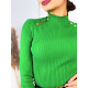 Női zöld garbós pulóver gombokkal