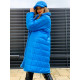 KÉT oldalu női kék kabát - TEDDY sapkával