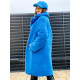 KÉT oldalu női kék kabát - TEDDY sapkával