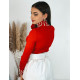 Piros női garbós pulóver díszgyöngyökkel