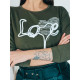 Női pulóver/póló LOVE - khaki