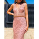 Hosszú exkluzív női alkalmi ruha levehető tüll szoknyával - rózsaszín BB