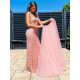 Hosszú exkluzív női alkalmi ruha levehető tüll szoknyával - rózsaszín BB