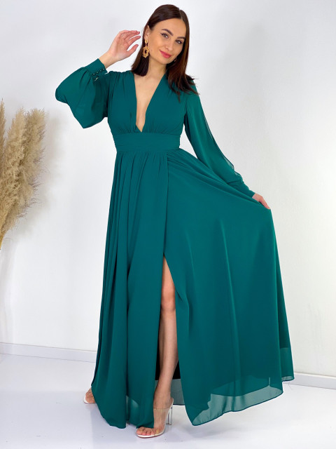 Hosszú zöld női alkalmi ruha Amali