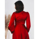 Hosszú exkluzív szatén alkalmi ruha V-kivágással - piros