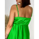 Női rövid pántos szatén ruha - zöld