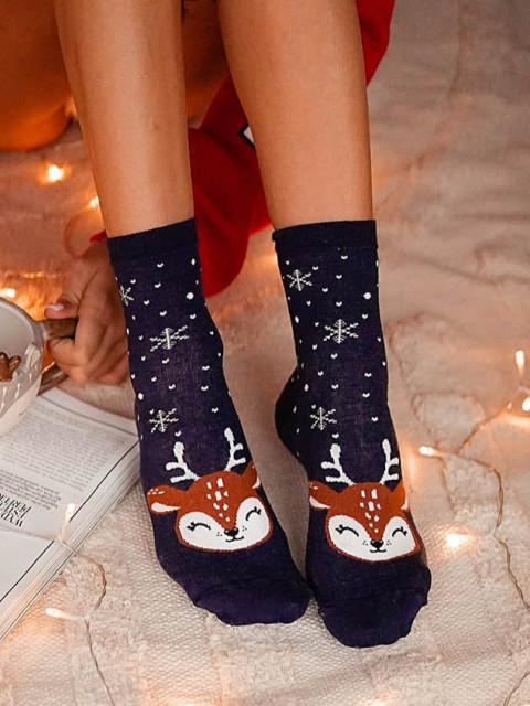 Női karácsonyi zokni rénszarvas mintával 4