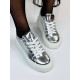 Női fémes csillogású cipő platformmal - ezüst
