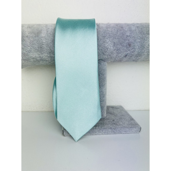 Férfi mentaszínű szatén keskeny nyakkendő
