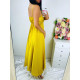Hosszú női sárga szatén ruha