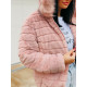 Kétoldalas rózsaszín kabát prémmel