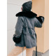 Női fekete téli riflés kabát