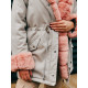 Női bézs bélelt kabát rózsaszínű szőrmével