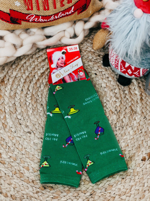 Női zöld színü Karácsonyi zokni
