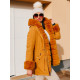 Női sárga téli bélelt kabát kapucnival