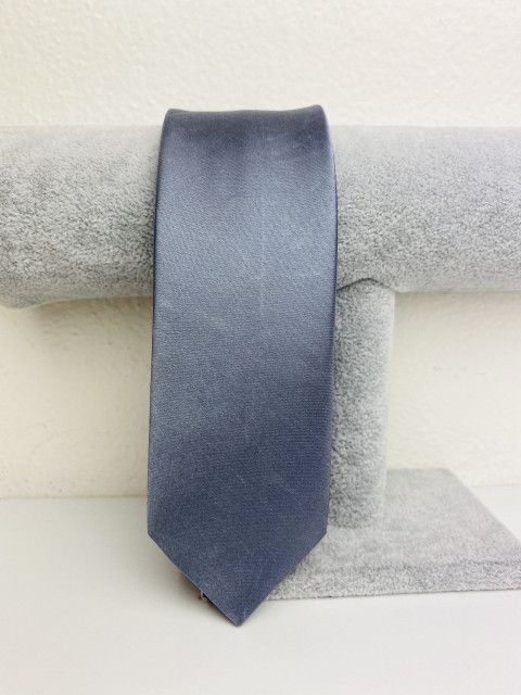 Férfi szürke szatén keskeny nyakkendő